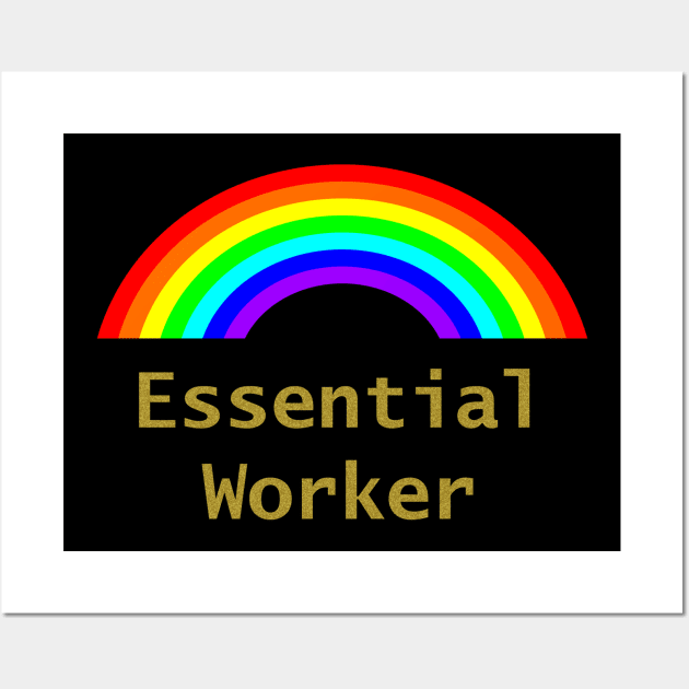 Rainbow Essential Worker Gold Wall Art by ellenhenryart